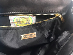 Vintage Bottega Veneta black, navy, wine, green, multicolor intrecciato woven leather handbag. Rare masterpiece.