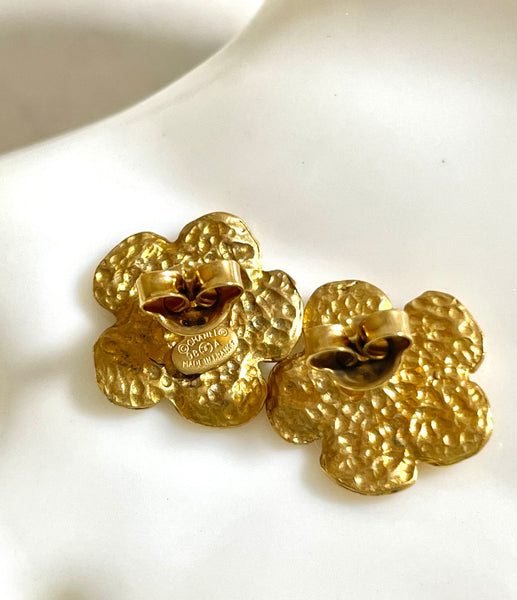 Vintage CHANEL golden camellia, rose flower stud earrings. Classic Cha –  eNdApPi ***where you can find your favorite designer  vintages..authentic, affordable, and lovable.
