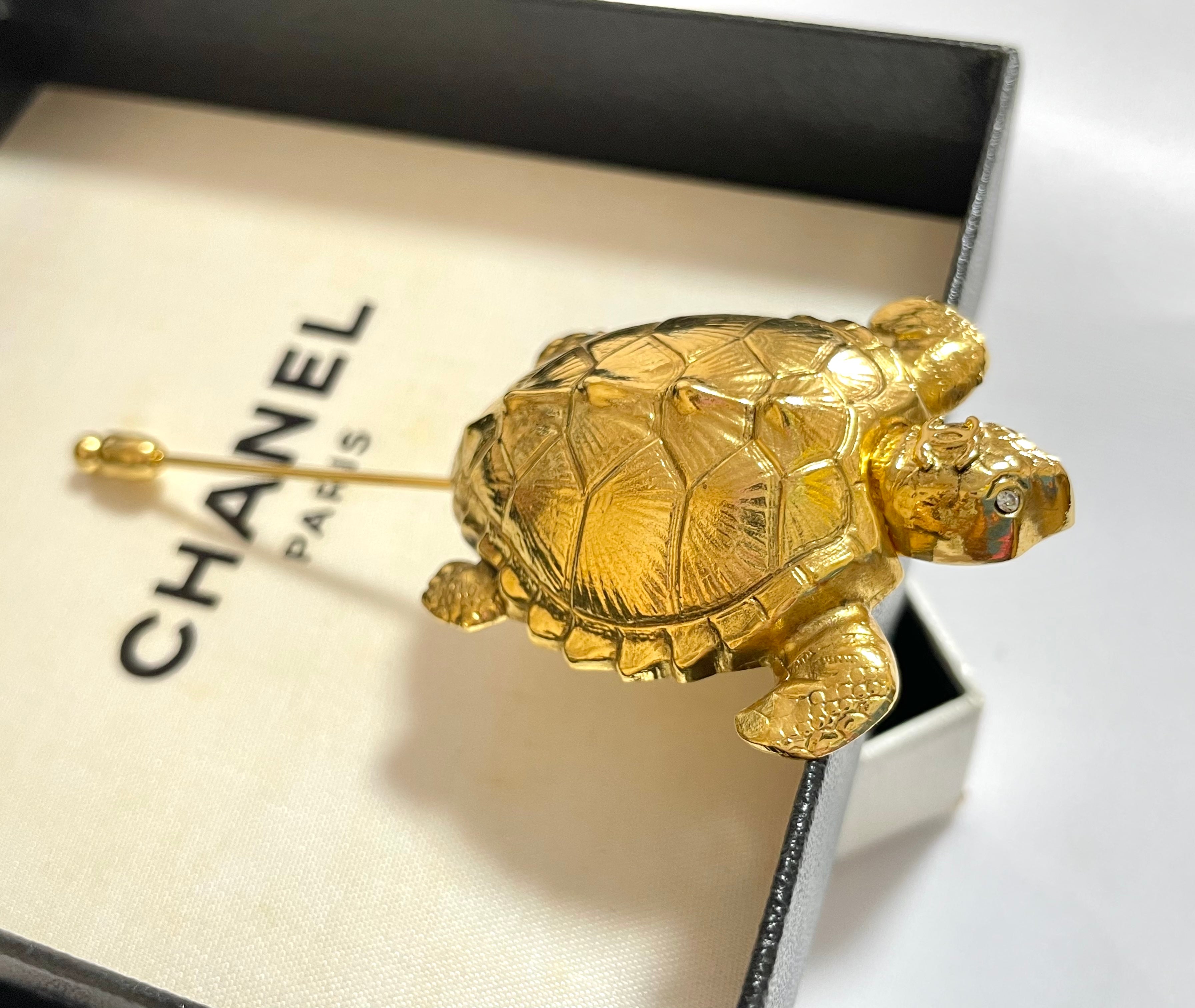 Vintage CHANEL golden turtle pin brooch with CC mark. Can be used for –  eNdApPi ***where you can find your favorite designer  vintages..authentic, affordable, and lovable.