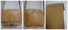 80's Vintage Louis Vuitton cream beige yellow epi square shape shoulder bag, Cartouchiere. Unisex use for daily use.