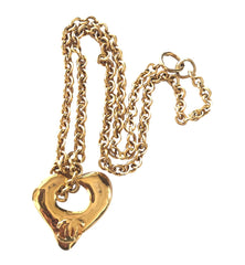Vintage Chanel chain necklace with open heart and CC mark top. Gorgeous masterpiece.