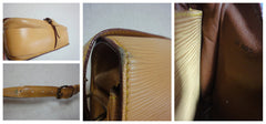 80's Vintage Louis Vuitton cream beige yellow epi square shape shoulder bag, Cartouchiere. Unisex use for daily use.