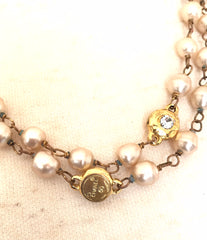 Vintage CHANEL clear gripoix and faux pearl necklace, long necklace. R0110115