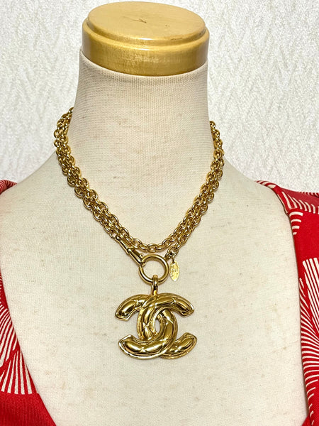 CHANEL, Jewelry, Rare Chanel Stamped Cc Pendant Sunray Solar Pearl Gold  Plated Necklace