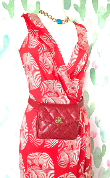 Chanel Vintage Red Caviar Belt Bag Rounded Fanny Pack – Boutique