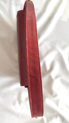 Vintage Lanvin wine leather shoulder bag with golden logo motif closure. Classic must have purse. 060620r2
