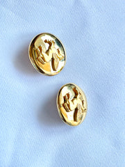 W2 Vintage HERMES gold tone round earrings with Pegasus. Fabulous jewelry piece back in the old era. 050328ac2