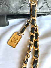 Vintage CHANEL black classic supermodel shoulder bag with golden CC. Jumbo, large shoulder purse from old era. Must have daily use Chanel.