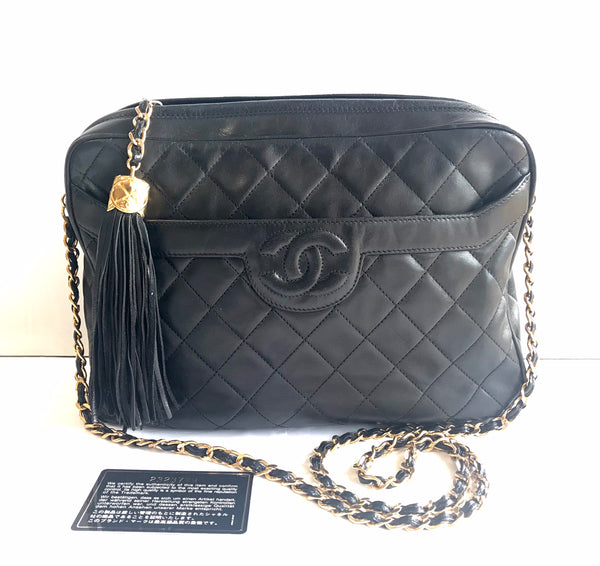 Chanel Vintage Lambskin Camera Bag - Black Shoulder Bags, Handbags -  CHA43923