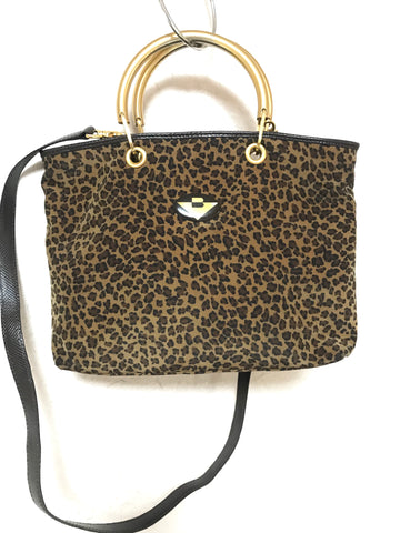 Vintage Bottega Veneta brown leopard handbag with golden handles. Can be worn on a shoulder with strap. 0404052re1