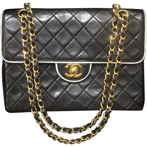Vintage CHANEL black lambskin large classic bag with double golden cha –  eNdApPi ***where you can find your favorite designer  vintages..authentic, affordable, and lovable.