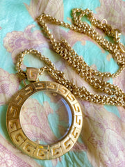 Vintage Givenchy golden chain necklace with round loupe top. Must have statement necklace. 0409274