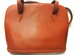 Vintage Louis Vuitton brown epi shoulder tote bag. Perfect vintage LV purse for daily use.