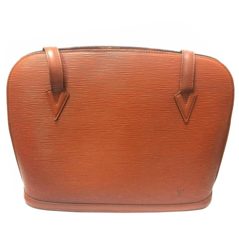 Authentic LOUIS VUITTON Purse] Classic LV Logo Brown Leather Handbag