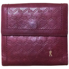 Vintage Roberta di Camerino wine leather wallet, coin purse with iconic golden R motif. Classic piece.