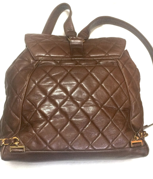 Vintage CHANEL quilted brown lamb leather backpack with gold chain str –  eNdApPi ***where you can find your favorite designer  vintages..authentic, affordable, and lovable.
