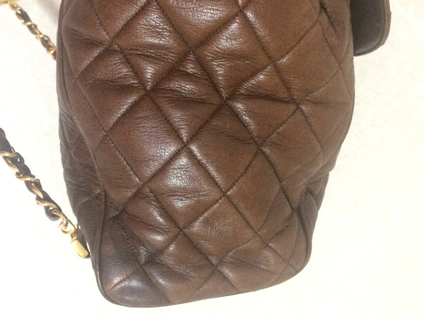 Vintage Chanel Leather Tote with Quilted Bottom & Chain Strap- Free  Shipping USA - The Happy Coin