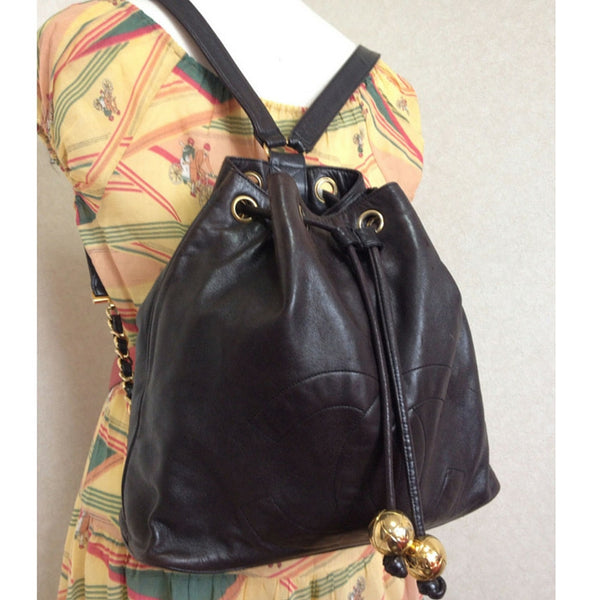 CHANEL Black Vintage Suede CC Chain Bucket Backpack Shoulder Bag -  MyDesignerly