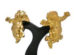 Vintage MOSCHINO golden cute angel flying earring. Rare jewelry masterpiece. Great gift idea