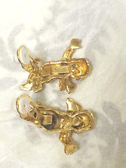Vintage MOSCHINO golden cute angel flying earring. Rare jewelry masterpiece. Great gift idea
