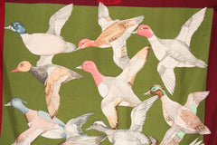 Vintage HERMES Carre silk scarf wine red, olive green, and various wild ducks, migratory birds print. Classic foulard. Perfect gift.
