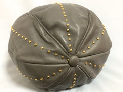 Vintage BALLY taupe gray lamb leather ball shape hobo bucket shoulder bag with golden B charm. Unique design. 050315r4