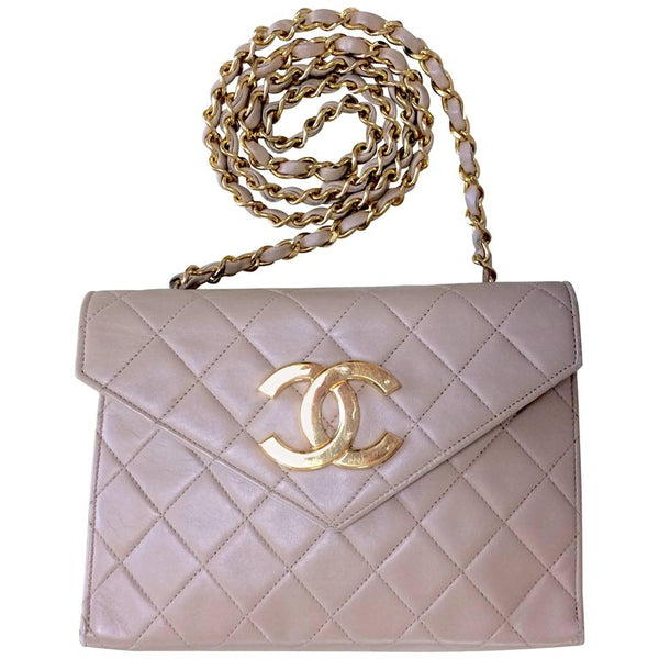 Reserved for Win. Vintage CHANEL beige lambskin chain shoulder purse w –  eNdApPi ***where you can find your favorite designer  vintages..authentic, affordable, and lovable.