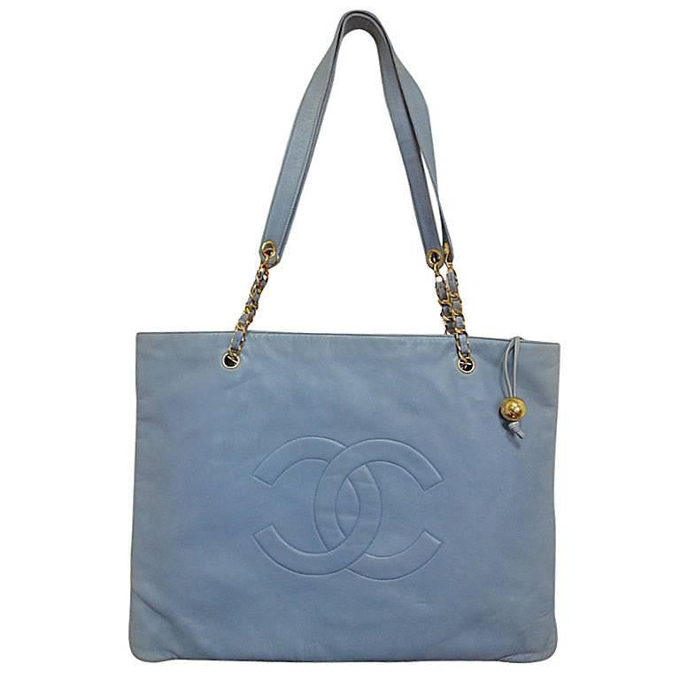 Vintage CHANEL milky blue calf leather extra large chain shoulder tote –  eNdApPi ***where you can find your favorite designer  vintages..authentic, affordable, and lovable.