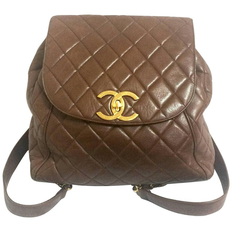 Chanel Vintage Quilted Lambskin Duma Cc Logo Beige Leather Backpack at  1stDibs