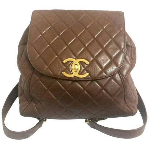 Vintage CHANEL quilted brown lamb leather backpack with gold chain str – eNdApPi  ***where you can find your favorite designer vintages..authentic,  affordable, and lovable.