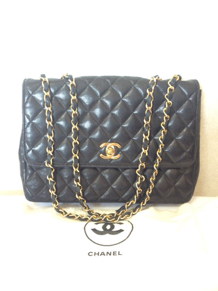 chanel black and white purse leather