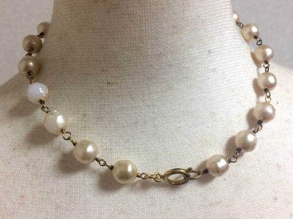 Sold at Auction: Chanel 8 Strand Faux Baroque Pearl Choker Necklace