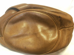 Vintage Christian Dior brown genuine nappa leather backpack design, large hobo bucket shoulder bag with golden logo. Unisex