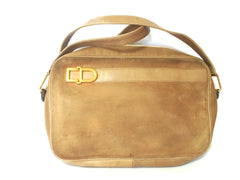 Vintage Christian Dior brown beige suede leather shoulder bag with golden CD motif. Masterpiece from MODELE EXCLUSIF. Unisex daily bag.