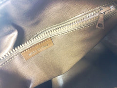 Vintage Celine classic beige and brown macadam and blason pattern handbag, speedy design duffle bag with embossed logo. Unisex.