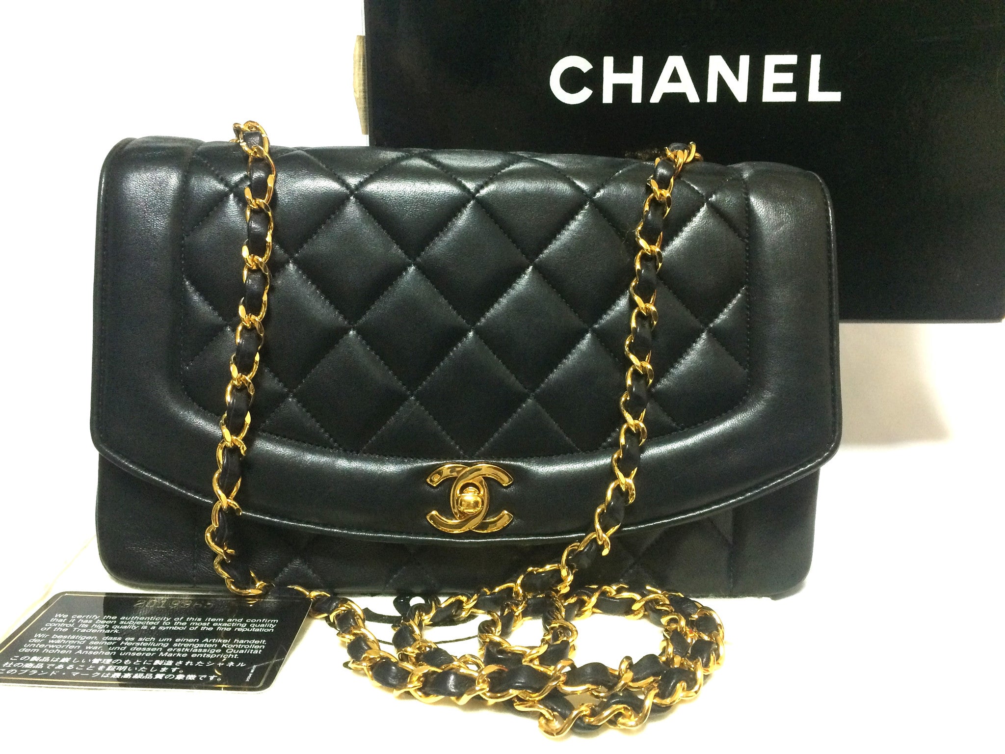 Chanel Vintage Chanel Black Leather Shoulder Tote Bag Gold Chain CC