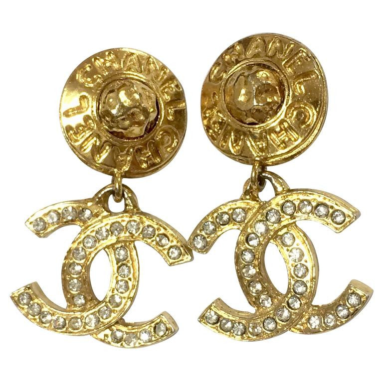 Vintage CHANEL gorgeous dangling earrings with large CC mark and butto – eNdApPi  ***where you can find your favorite designer vintages..authentic,  affordable, and lovable.