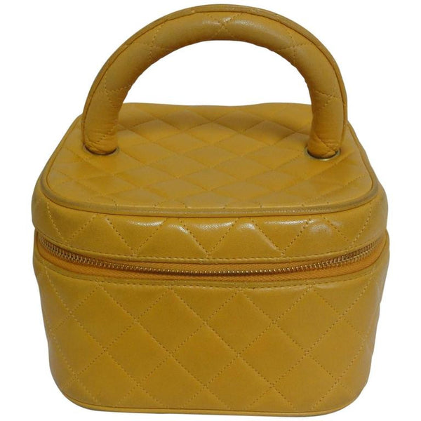 yellow quilted chanel bag