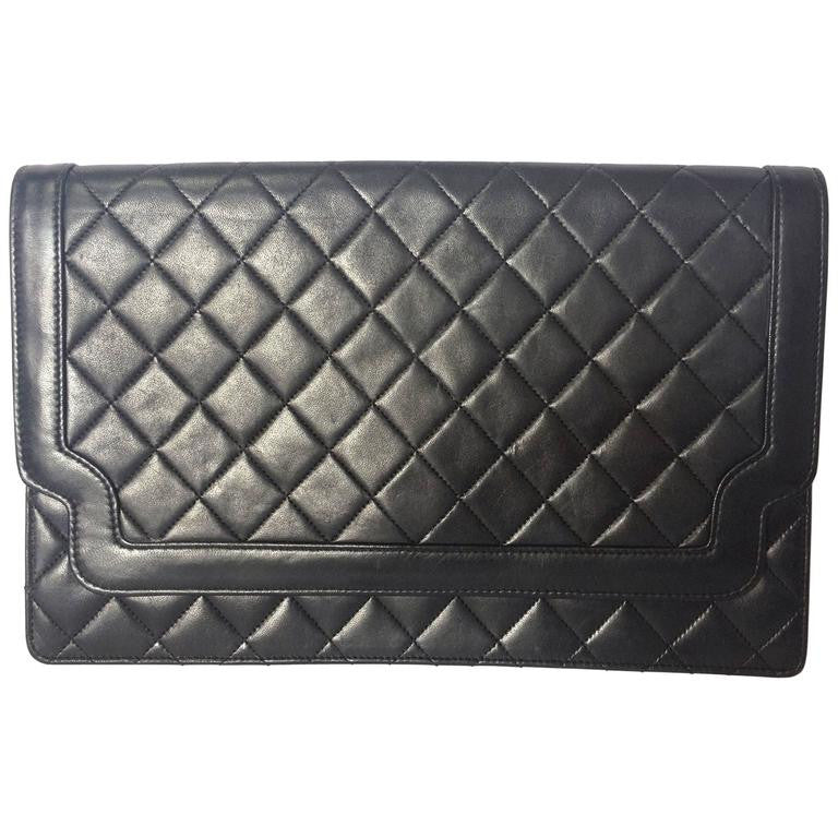 Vintage CHANEL classic black quilted lambskin document clutch purse wi –  eNdApPi ***where you can find your favorite designer  vintages..authentic, affordable, and lovable.