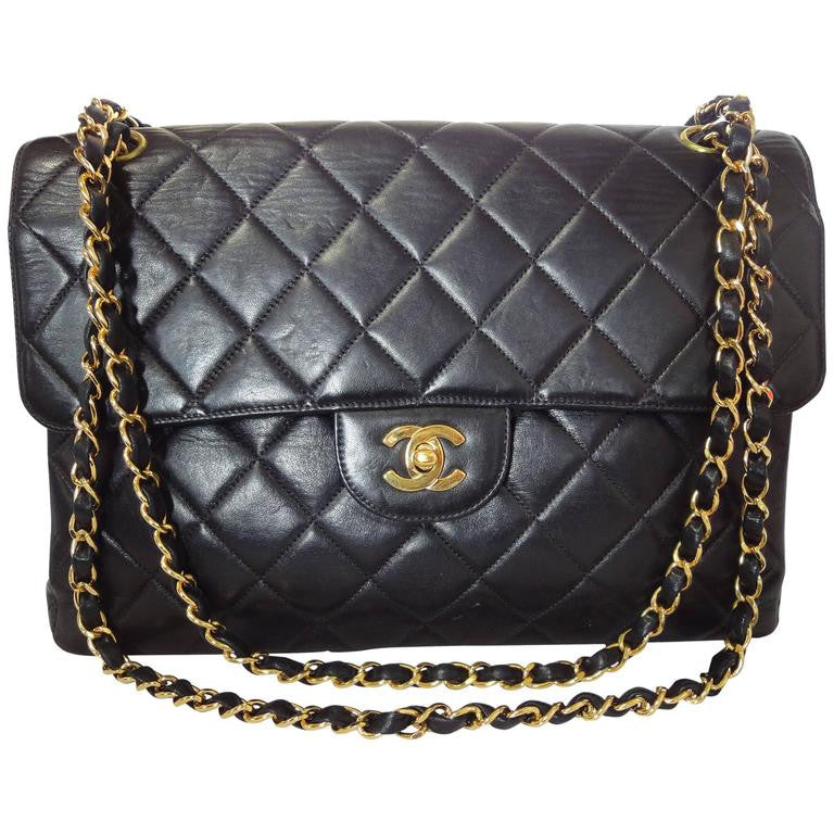 Jumbo Chanel bag in gold chain. DON'T wait on these. $5,500. All classics  on wait list.