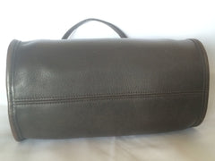80's Vintage COACH dark brown leather shoulder bag, handbag in unique drum shape, Made in USA Classic unisex purse. Rare
