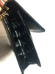Vintage BALLY genuine black crocodile chain clutch, shoulder bag. Classic purse.