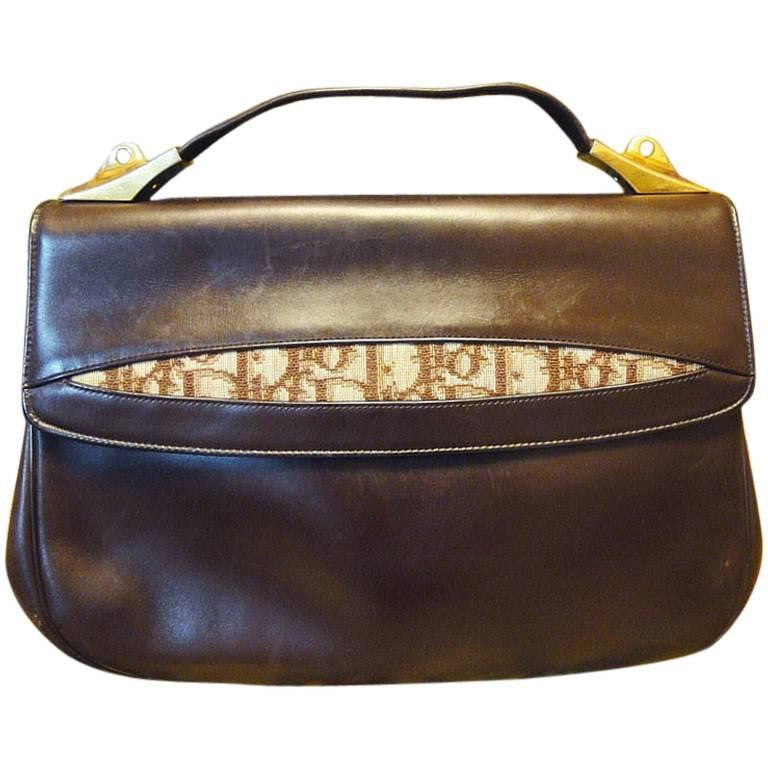 Vintage brown leather handbags: 4 pieces