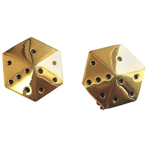 Vintage ESCADA golden dice cube design earrings. Perfect vintage jewelry gift.