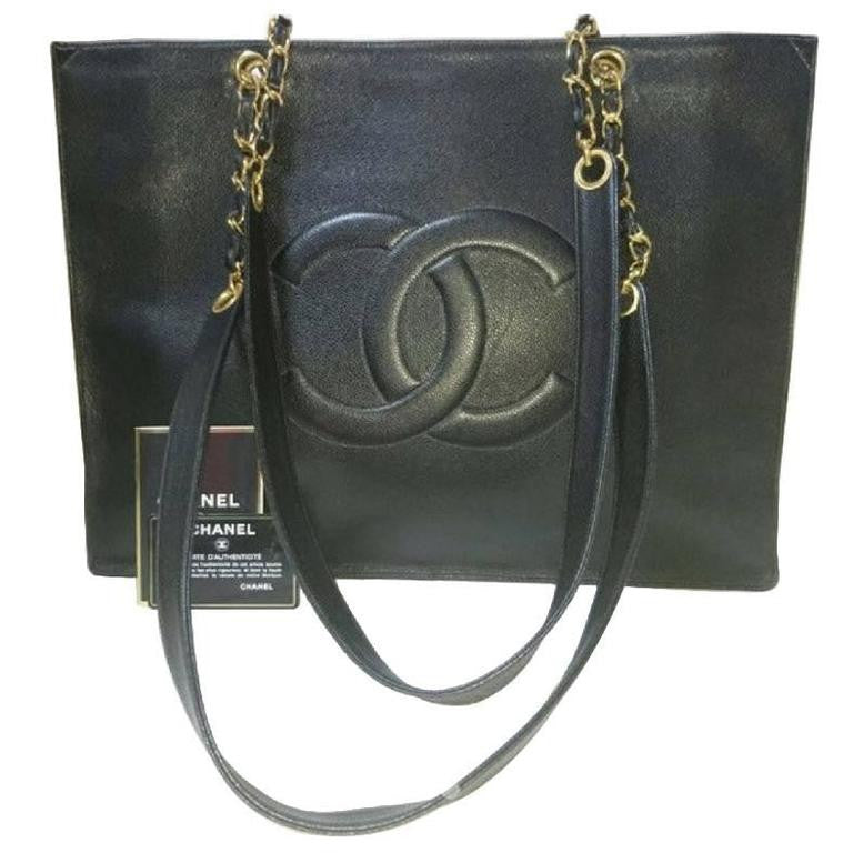 Vintage CHANEL black caviarskin extra large tote bag with gold tone ch –  eNdApPi ***where you can find your favorite designer  vintages..authentic, affordable, and lovable.