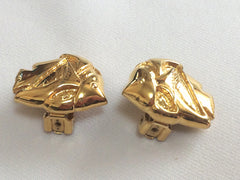 Vintage ESCADA golden topical fish design earrings. Perfect vintage jewelry gift.