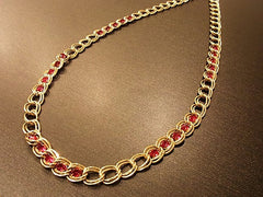 MINT. Vintage Givenchy wine red Swarovski stone crystals and gold tone chain long necklace. Gorgeous statement jewelry. Audrey Hepburn