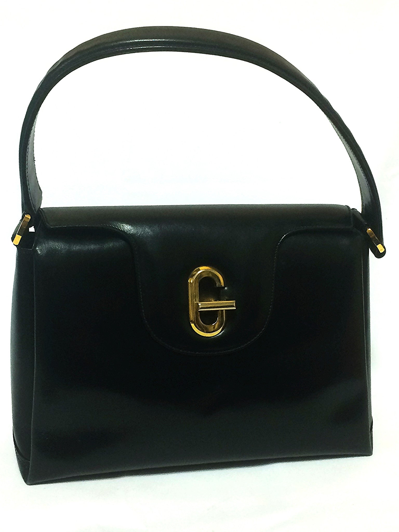 Gucci Black Leather Square G Flap Handbag at 1stDibs
