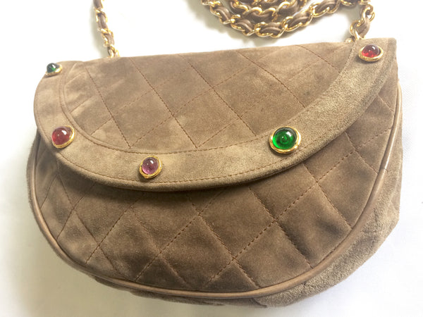 Vintage CHANEL beige brown, cocoa brown suede leather chain shoulder b – eNdApPi  ***where you can find your favorite designer vintages..authentic,  affordable, and lovable.