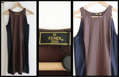 Vintage FENDI brown and grey mode dress. Simple and elegant dress.
